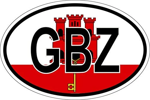 Akachafactory Sticker Aufkleber Nationalitätenkennzeichen Flagge Fahne GBZ Gibraltar