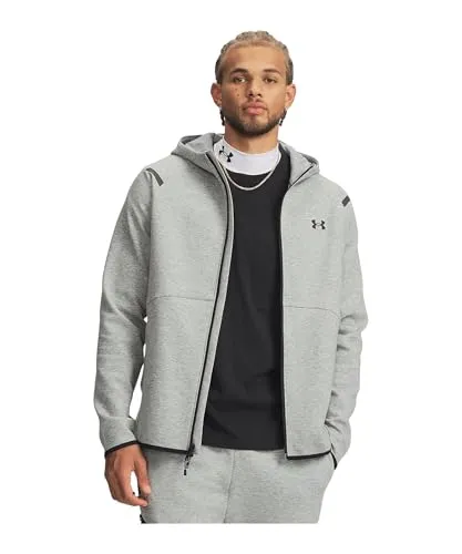 Under Armour Unstoppable Kapuzenjacke in Hellgrau, Größe XL - Herren Jacke im Regular Fit mit elastischem Baumwoll-Material für hohen Tragekomfort. Praktische Kapuze und Känguru-Tasche machen sie ideal für den Alltag.