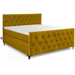 Konsimo® Polsterbett ARDEA, Gelb, 160x200 cm, Hochwertiges Design - Das Konsimo Polsterbett ARDEA vereint stilvolles Design mit einem innovativen Schlafsystem. Inklusive Topper und Anti-Rutsch-System für optimalen Komfort und Stabilität im Schlafzimmer.