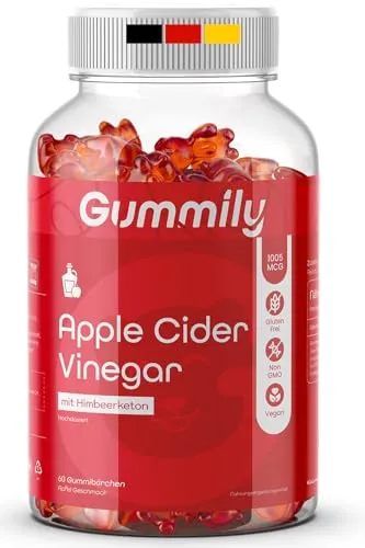 Premium Apfelessig Gummies - Hochdosiert mit Himbeer Keton - Apfelessig-Kapseln mit 1000 mg Apfelessig und 5 mg Himbeerketon pro Portion, vegan und glutenfrei für ein köstliches Geschmackserlebnis ohne künstliche Zusätze.
