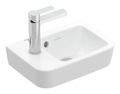Villeroy & Boch O.novo Handwaschbecken compact 36 x 25 cm - Badkeramik in elegantem Weiß, mit praktischen Hahnloch und Überlauf, ideal für kleine Bäder oder Gästetoiletten.