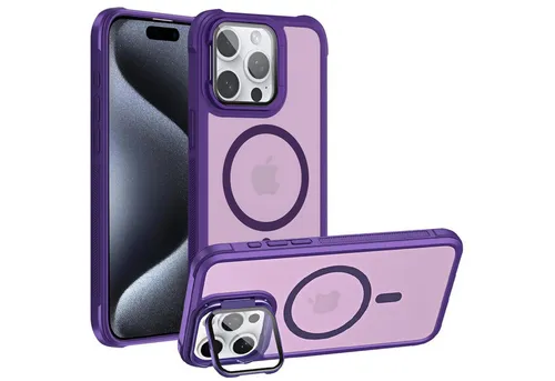 CoolGadget Handyhülle Hybrid CAM Handy Hülle für Apple iPhone 15 Pro Max 6,7 Zoll, Kameraschutzglas klappbar Schutzhülle Metallring für Magsafe Zubehör