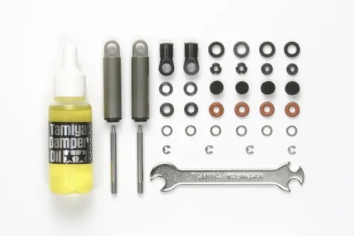Tamiya 56515 1:14 Stoßdämpfer 2St. - Sonstige - Hochwertiges Öldruckstoßdämpferset für LKW & Auflieger im Maßstab 1:14, verbessert die Fahrperformance durch den Austausch der original Reibungsdämpfer.