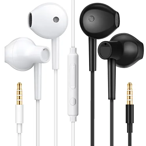 MAS CARNEY 【2 Paar】 WH8 kopfhörer mit Kabel, Semi in Ear ohrhörer mit Kabel, kopfhörer für Laptop, MP3/MP4-Player, ipad, Honor 6X/7X/8X/9/10, Huawei, Samsung Galaxy S6/S7/S8, Redmi Note 8/9 usw Handy