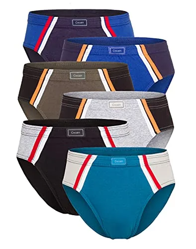 Good Deal Market Herren Slip Schlüpfer Gr. 9/XXXL - Funktionsunterwäsche: 6er Pack in verschiedenen Farben, aus 100% gekämmter Baumwolle, mit doppellagig verstärktem Schrittbereich für zusätzlichen Komfort.
