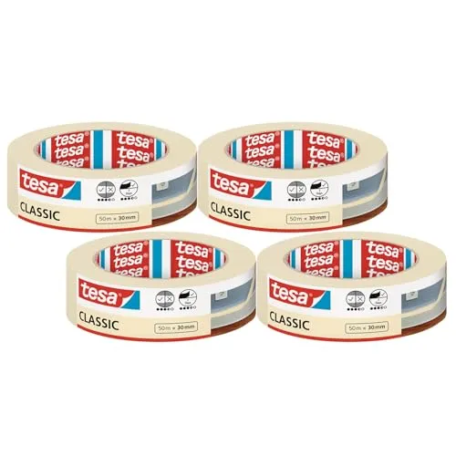 tesa Kreppband CLASSIC 30 mm, 4er Pack von tesa