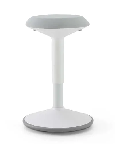 Eigentlich ergonomischer Pendelhocker weiß/grau, höhenverstellbar 54–79 cm, Bürohocker für dynamisches Arbeiten