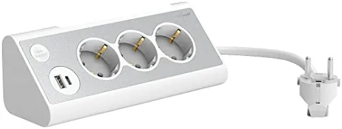 Produktbild revolt Ecksteckdose: 3-fach-Steckdose mit LED-Nachtlicht und USB-Ladeanschlüssen