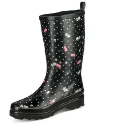 Beck Gummistiefel Blumenregen Damen 31323535373933 - Wasserdicht und stilvoll in Schwarz - Wanderschuhe mit romantischem Design, aus robustem Naturkautschuk, ideal für nasse Tage und mit rutschhemmender Sohle für sicheren Halt.