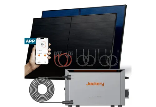 SUNNIVA Balkonkraftwerk 1000W mit 2,048 kWh Speicher, (Jackery HomePower 2000 Ultra, BIFAZIAL FULLBLACK komplett Steckdose, PV Solaranlage Komplettset mit Solarspeicher, 2x 5000W N-Type Glas-Glas BIFA)