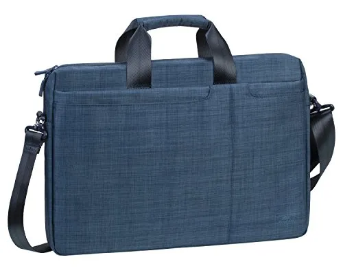 Rivacase Notebooktasche 13.3-17,3 Zoll – Gepolsterte Laptoptasche mit viel Platz für Zubehör, kompakte Umhängetasche für Damen und Herren wasserabweisend (Blau, 15,6 Zoll)