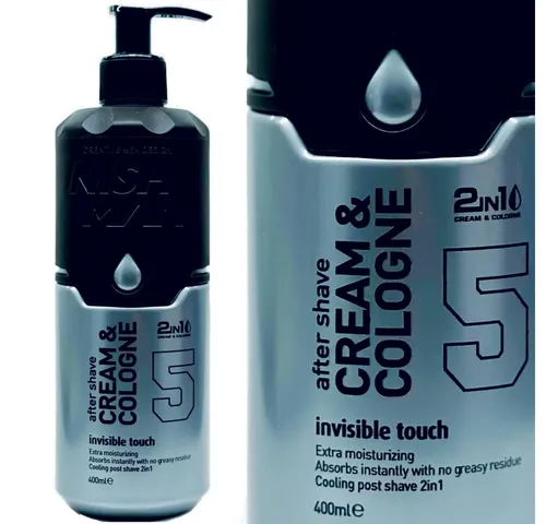 Nishman After-Shave Balsam Nishman Aftershave Cream & Cologne 2-in-1 Invisible Touch 5, 400 ml, 1-tlg., 2-in-1 Aftershave-Creme & Eau de Cologne mit Allantoin & Glycerin