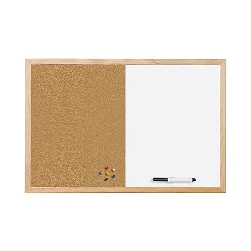 Bi-Office Jahresplaner 2025, 60x40cm, Kombination aus Kork und Magnettafel, trocken abwischbar, Kieferrahmen