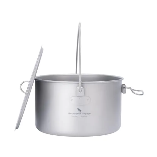 iBasingo Reintitan Hängetopf 1,95L Camping Topf mit Bügelgriff Ti2044C