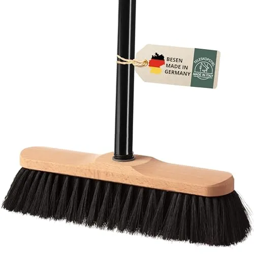Besen mit Stiel, Kehrbesen mit Teleskopstiel Set, Zimmerbesen Kehrset, Stubenbesen, Staubbesen, Haushaltsbesen Besenset