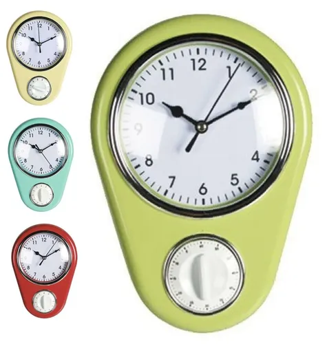 Küchenuhr mit Kurzzeitwecker Retro Wanduhr Küche Eieruhr Kurzzeitwecker ()