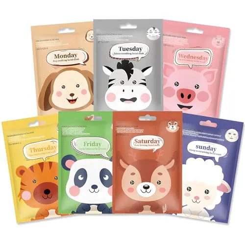 PCS Masken Beauty Gesichtsmaske Kinder Tuchmasken Set Geeignet für Alle Hauttypen Tiefenbefeuchtend Geeignet für Mädchen und Frauen Kann als Geschenk Verwendet Werden 7