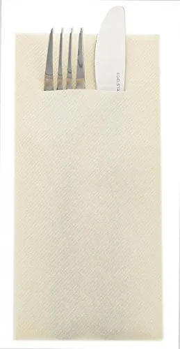 Sovie HOME Besteckserviette in CREME aus Linclass Airlaid, 40 x 40cm, 1/8 Falz, 12 Stück, elegante Servietten mit Bestecktasche für festliche Tischdekoration