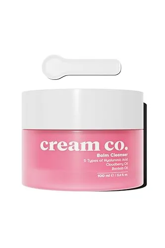 cream co. Silky Balm Cleanser, Make-up-Entferner auf Ölbasis für wasserfestes Make-up, LSF und Schmutz, feuchtigkeitsspendend mit 5 Arten von Hyaluronsäure und Baobaböl, für jeden Hauttyp geeignet, 10