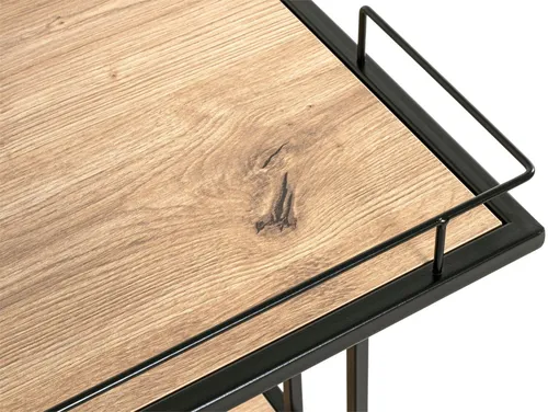 Haku-Möbel Beistelltisch 14905 Kim X, eiche, auf Rollen - Mehrzwecktisch aus MDF-Spanplatte mit pflegeleichter Oberfläche, stabilen Stahlgestell und zwei Ablageflächen. Ideal für flexibles Mobiliar in jedem Raum.