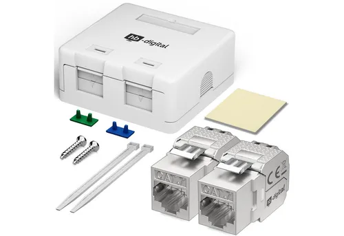 HB-DIGITAL Steckdose hb-digital Set Anschlussbox 1-fach / 2-fach mit Keystone, Snap-In-Rahmen für Keystone-Module