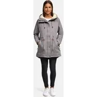 Navahoo Damen Winterjacke mit Teddyfell B991-Ireliaa-Grey-Gr.XS - Funktionsjacke mit kuscheligem Teddyfell, ideal für kalte Tage. Leicht gefüttert und komfortabel, perfekt für Übergangszeit und Winter.