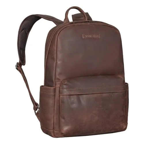 STILORD Alois Laptop Rucksack 15 Zoll aus Leder - Eleganter STILORD Alois Laptop Rucksack für Notebooks bis 15,6 Zoll. Aus hochwertigem Rindsleder gefertigt, vereint er Stil und Funktionalität mit praktischen Fächern und einem einzigartigen Vintage-Look.