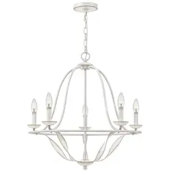 Kronleuchter Bradbury mit 5 Lichtern, Antikweiß