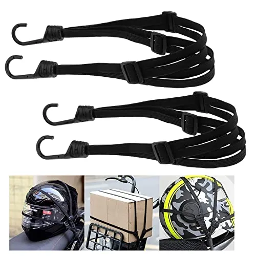 Romon Gepäckspanner Expander mit Haken, 2 Stücke Verstellbarer Fahrrad Spanngurte mit Haken und 4 Schiebeschnalle für Fahrrad Motorrad Fixieren von Helm Gepäck Umhängetasche
