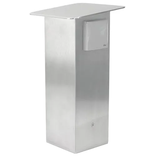 WITTKOWARE Edelstahl Gartensteckdose/Steckdosensäule für Festinstallation, 2 Schutzkontakt-Steckdosen mit Klappdeckel