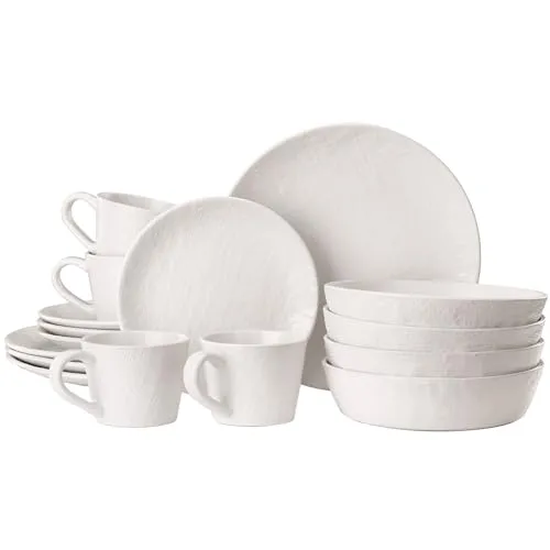 Navaris Steingut Geschirr Set 4 Personen - 16-teiliges Tafelservice - Elegantes 16-teiliges Geschirrset für 4 Personen, robust und vielseitig für Mikrowelle, Spülmaschine und Ofen. Perfekt für jeden Anlass und als Geschenk.