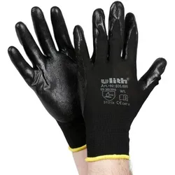 Ulith - 1 Paar Arbeitshandschuhe Nitril Schwarz Cat2 Nylon Strickbund En388 Gr.9