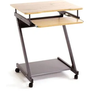 HAKU Möbel PC-Tisch mit Rollen - Eiche hell, 60 x 49 x 75 cm - Computertisch mit praktischen Rollen für einfache Mobilität, ideal für flexibles Arbeiten und platzsparend.