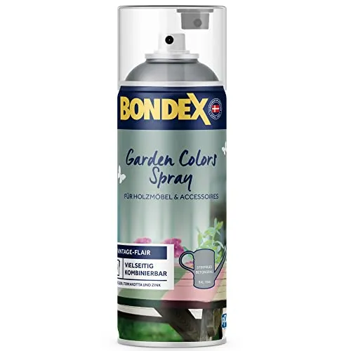 Bondex Garden Colors Spray Stimmiges Betongrau (RAL 7040) 0,4 L für 4 m² | Vintage-Flair für Möbel & Accessoires | Schütteln & Sprühen | Seidenmatt | Sprayfarbe