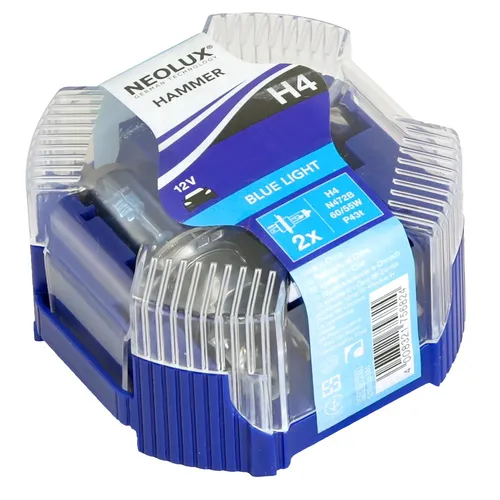 Neolux HAMMER 2x H4 Xenon Blue Look Halogen-Birnen - Lampen & LED-Leuchten, Halogenlampen mit Xenon-Effekt für brillantes Licht, CAN-Bus-kompatibel und straßenzugelassen – ideal für alle H4 Scheinwerfer.