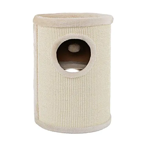 lionto Kratztonne mit Sisal, Ø 36 cm, Höhe 50 cm, beige - Kratztonne für Katzen, aus hochwertigem Sisal und Plüsch, ideal zum Kratzen und Spielen, sorgt für gesunde Krallenpflege und schützt Möbel.