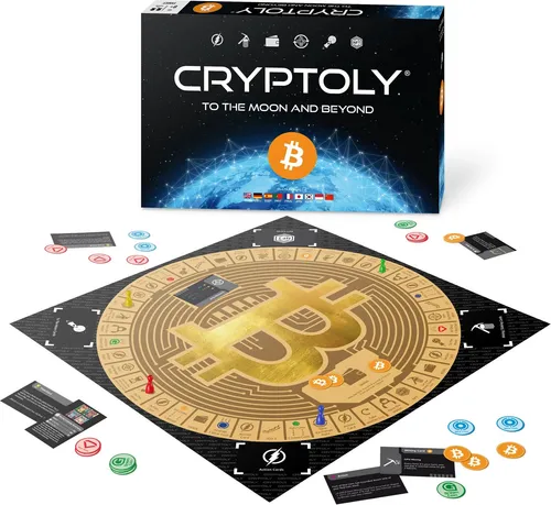 CRYPTOLY - das Bitcoin Strategiespiel für die ganze Familie! - Gesellschaftsspiel für 2-6 Spieler ab 8 Jahren, ideal für Krypto-Neulinge und erfahrene Strategen. Erlebe spannende Wendungen und sammle Bitcoins durch Mining, Staking und clevere Entscheidungen!