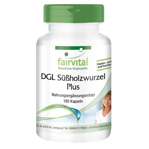 DGL Plus - 180 Kapseln - Lakritze, Eibisch, Schleimulme + Aloe Vera | fairvital