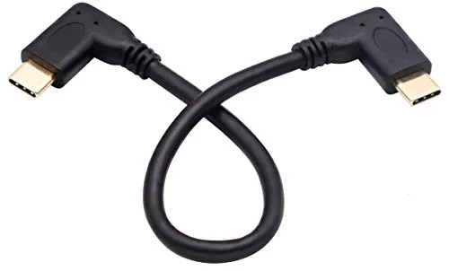 AAOTOKK 90Grad USB 3.1 Typ C Stecker auf SteckerGen 2 Anschlusskabel(10Gbit/s)Unterstützt Das Laden,Daten,Audio und Videokabel für USB C Hub,Samsung Galaxy Typ C Geräte,Laptops(20 cm,M/M)