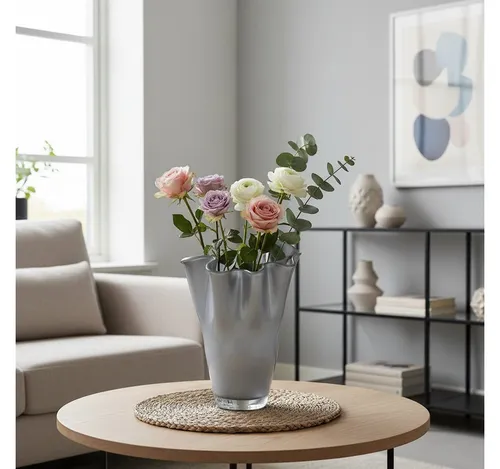 Signature Home Collection Handgefertigte Glasvase in silber von Signature Home Collection