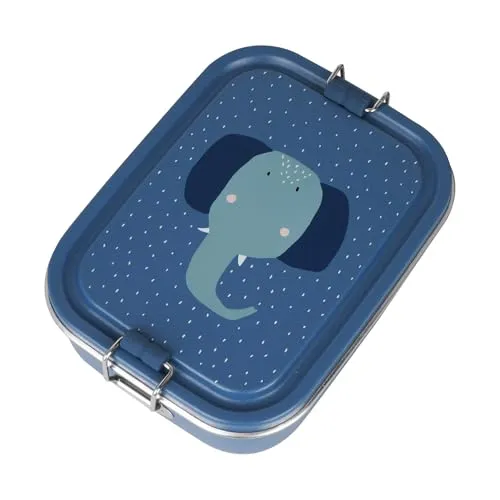 Trixie Baby Large Lunch Box - Mrs Elephant - Schulbedarf: Edelstahl-Lunchbox mit Clipverschluss, ideal für Kinder, leicht zu öffnen und schließt, inklusive fester Trennung für gesunde Snacks.