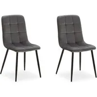 Homestyle4u 2327 Esszimmerstühle 2er Set - Moderne Samt Polsterstühle in Grau Anthrazit, ideal für Esszimmer oder Wohnzimmer. Bequeme Sitzfläche und stabile Metallfüße sorgen für hohen Sitzkomfort.