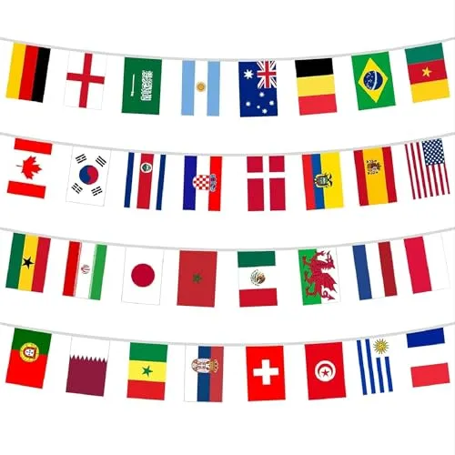 GOOGIT 50 internationale Wimpelkette Girlanden der Welt Dekoration Party Garten Bar Pub (International)