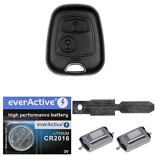 Auto Schlüssel Funk Fernbedienung 1x Gehäuse + 1x Rohling NE78 + 2X Mikrotaster + 1x CR2016 Batterie für Peugeot 206 SW CC 1998-2009