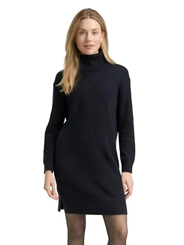 TOM TAILOR Damen Loose Fit Strickkleid - 1049141, Sky Captain Blue, Größe 38 - Kleider für Damen - Locker geschnittenes Strickkleid mit Rollkragen, ideal für lässige Anlässe und bequem durch weiches Strickmaterial.
