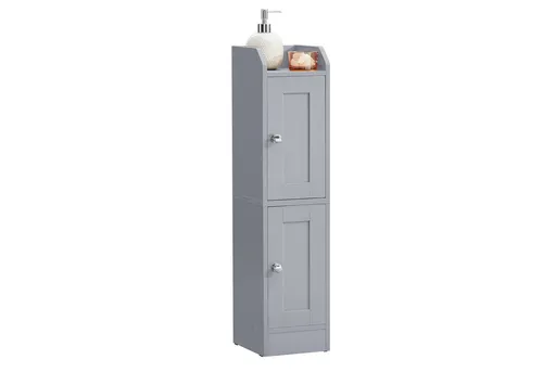 VASAGLE Kommode Badezimmerschrank schmal im Landhausstil - Praktischer Badschrank für kleine Bäder: Mit verstellbaren Ablagen und flexibler Türmontage passt dieser schmale Schrank perfekt in jede Ecke und sorgt für Ordnung und Stil.