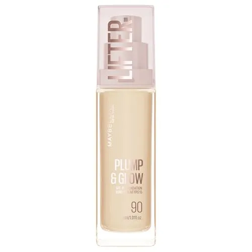 MAYBELLINE NEW YORK Lifter Plump & Glow Make-up 30 ml - Farbton 90 - MAYBELLINE NEW YORK Lifter Plump & Glow, 30 ml, für einen natürlichen Teint. Die Foundation vereint Pflege und Make-up, deckt kleine Hautunreinheiten ab und sorgt für ein gleichmäßiges Hautbild, ideal für jeden Anlass.