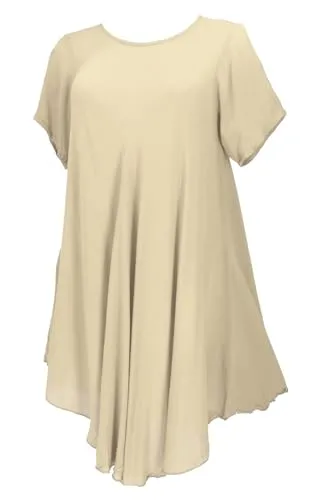 Guru-Shop Midikleid Boho Minikleid, luftiges Sommerkleid für Damen - Luftiges Boho Minikleid in creme-weiß, ideal für warme Tage. Der weite Schnitt und der Rundhalsausschnitt bieten hohen Tragekomfort. Vielseitig kombinierbar, perfekt für den Sommer und ein Must-Have für Boho-Fans.