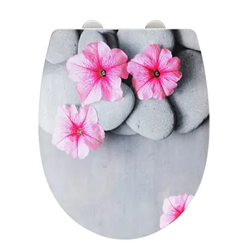 WENKO WC-Sitz Mod. Pretty mit Absenkautomatik - Toilettendeckel aus bruchstabilem Thermoplast mit Hochglanz-Oberfläche, sanft schließend dank Absenkautomatik – das perfekte Highlight für Ihr Badezimmer.