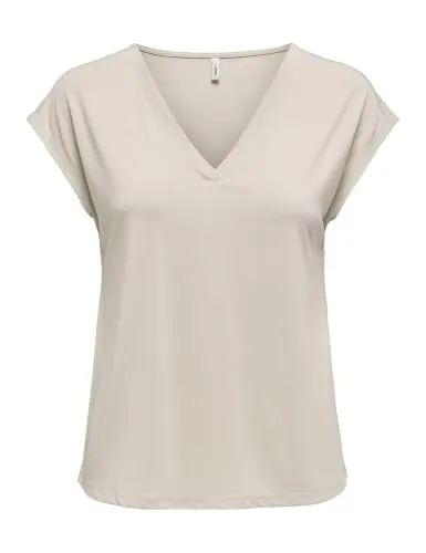 ONLY V-Shirt ONLFREE S/S MOD.V-NECK TOP JRS NOOS in Beige XL (42)